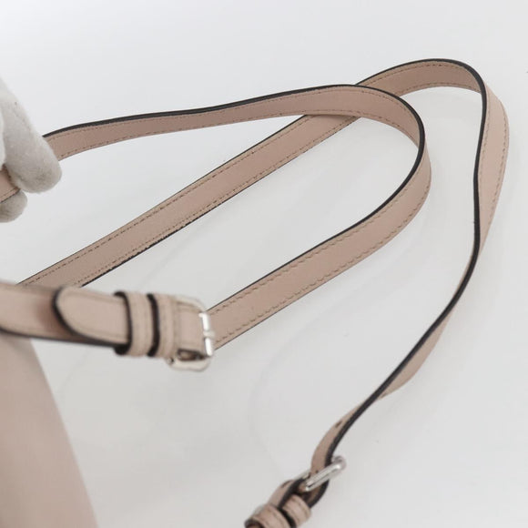 FENDI By The Way Rucksack Leder Beige Silber Auth ka1520M
