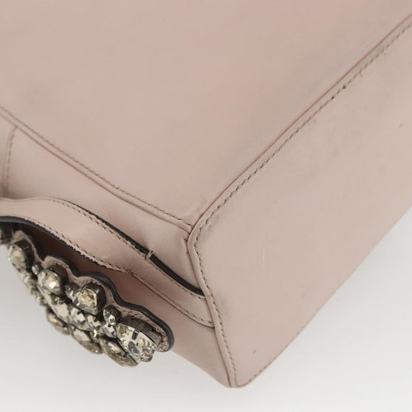 FENDI By The Way Rucksack Leder Beige Silber Auth ka1520M