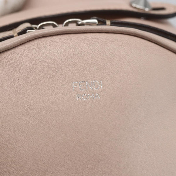 FENDI By The Way Rucksack Leder Beige Silber Auth ka1520M