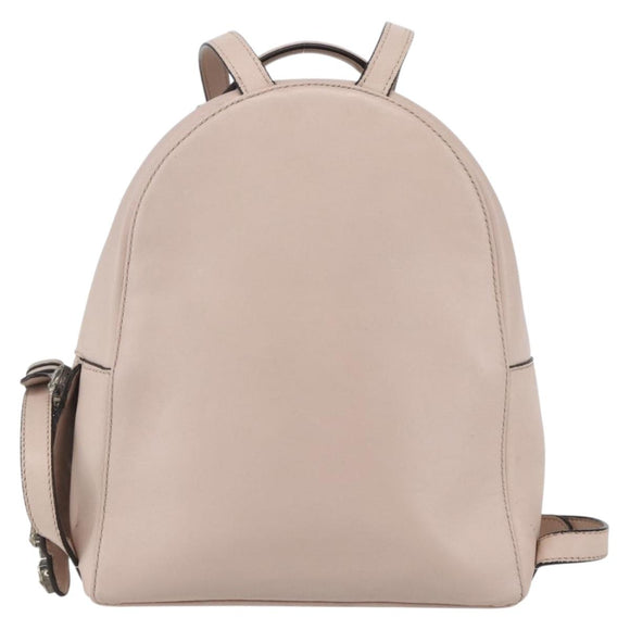 FENDI By The Way Rucksack Leder Beige Silber Auth ka1520M
