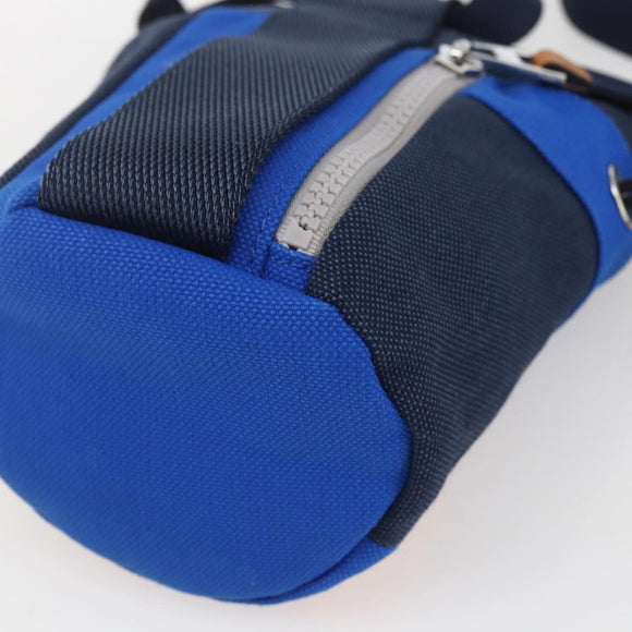 LOEWE Eye Nature Shoulder Bag Canvas Navy Gold Auth ka1524M