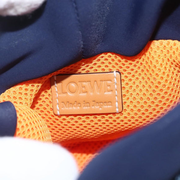 LOEWE Eye Nature Shoulder Bag Canvas Navy Gold Auth ka1524M