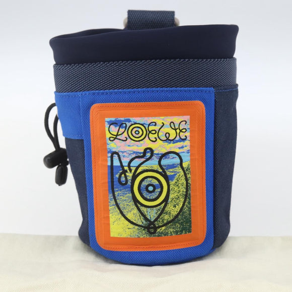 LOEWE Eye Nature Shoulder Bag Canvas Navy Gold Auth ka1524M