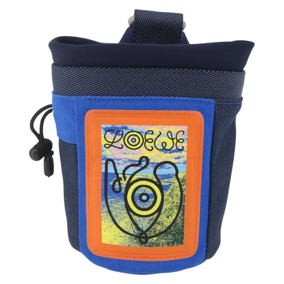 LOEWE Eye Nature Umhängetasche Canvas Navy Gold Auth ka1524M