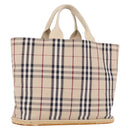 BURBERRY Nova Check Tote Bag Canvas Beige Silver Auth ka1526-1