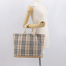BURBERRY Nova Check Tote Bag Canvas Beige Silver Auth ka1526-18