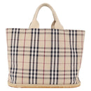 BURBERRY Nova Check Tote Bag Canvas Beige Silver Auth ka1526-13