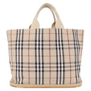 BURBERRY Nova Check Tote Bag Canvas Beige Silver Auth ka1526-2