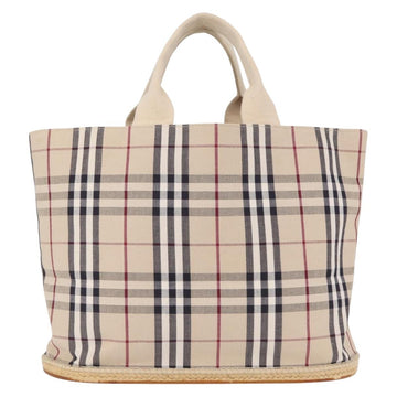 BURBERRY Nova Check Tote Bag Canvas Beige Silver Auth ka1526 - 0