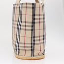 BURBERRY Nova Check Tote Bag Canvas Beige Silver Auth ka1526-3