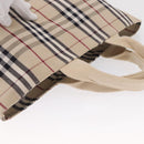 BURBERRY Nova Check Tote Bag Canvas Beige Silver Auth ka1526-6
