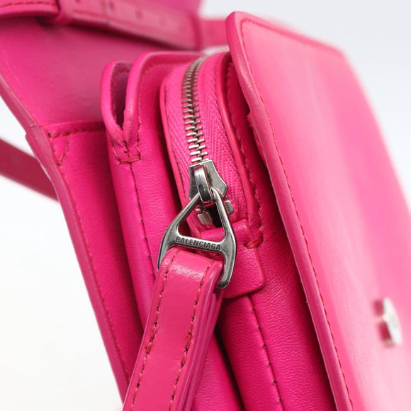 BALENCIAGA Shoulder Bag Leather Pink Silver 592898 Auth ka1527V