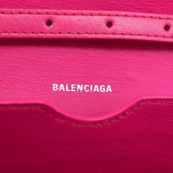 BALENCIAGA Shoulder Bag Leather Pink Silver 592898 Auth ka1527V