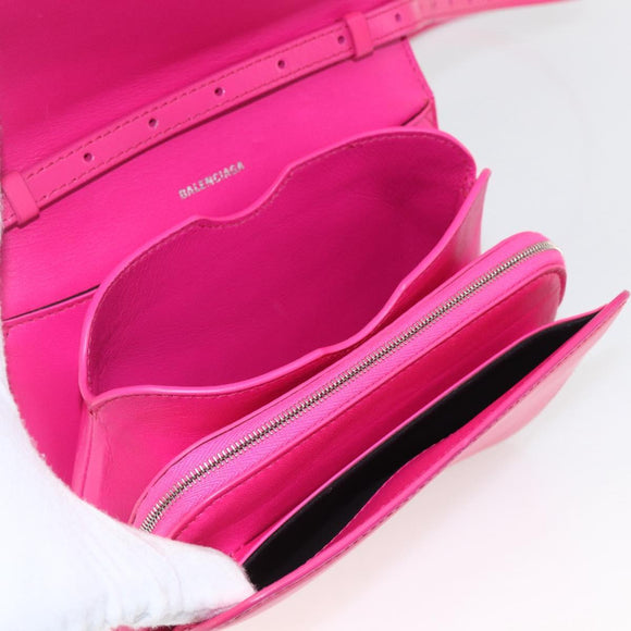 BALENCIAGA Shoulder Bag Leather Pink Silver 592898 Auth ka1527V