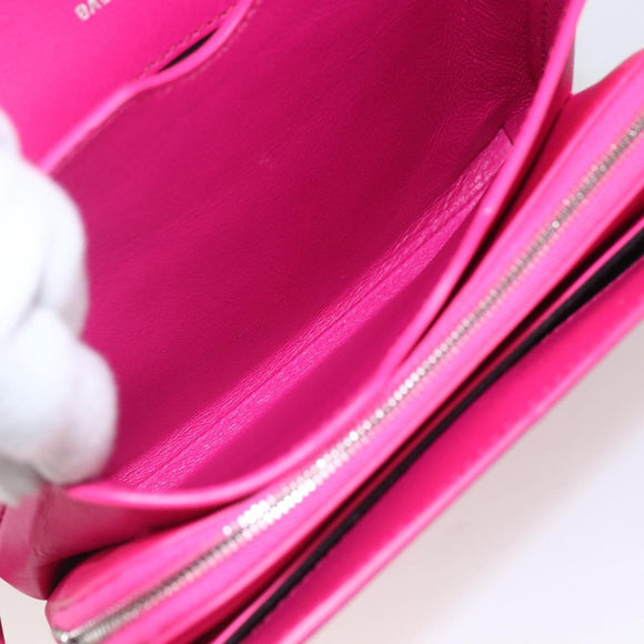 BALENCIAGA Schoudertas Leer Roze Zilver 592898 Auth ka1527V