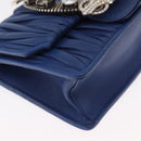 Miu Miu Matelasse Chain Shoulder Bag Leather Blue Silver Auth ka1528V-8