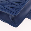 Miu Miu Matelasse Chain Shoulder Bag Leather Blue Silver Auth ka1528V-16