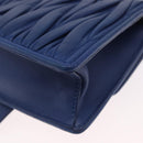 Miu Miu Matelasse Chain Shoulder Bag Leather Blue Silver Auth ka1528V-17
