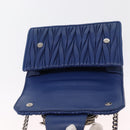 Miu Miu Matelasse Chain Shoulder Bag Leather Blue Silver Auth ka1528V-19