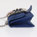 Miu Miu Matelasse Chain Shoulder Bag Leather Blue Silver Auth ka1528V-4