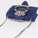 Miu Miu Matelasse Chain Shoulder Bag Leather Blue Silver Auth ka1528V-6