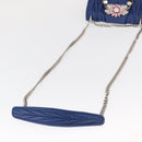 Miu Miu Matelasse Chain Shoulder Bag Leather Blue Silver Auth ka1528V-7