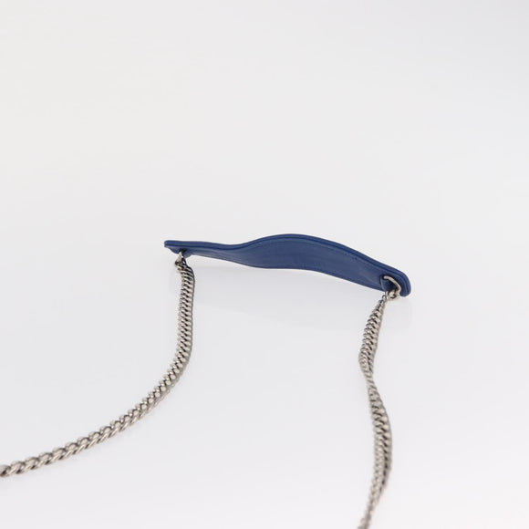 Miu Miu Matelasse Chain Shoulder Bag Leather Blue Silver Auth ka1528V