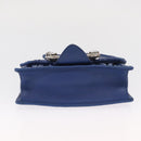 Miu Miu Matelasse Chain Shoulder Bag Leather Blue Silver Auth ka1528V-5