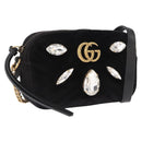 GUCCI GG Marmont Mini Camera Bag Chain Bag Suede Black Gold 448065 Auth ka1530-1