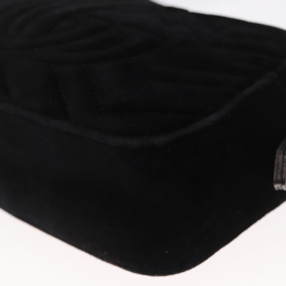 GUCCI GG Marmont Mini Camera Bag Chain Bag Suede Black Gold 448065 Auth ka1530