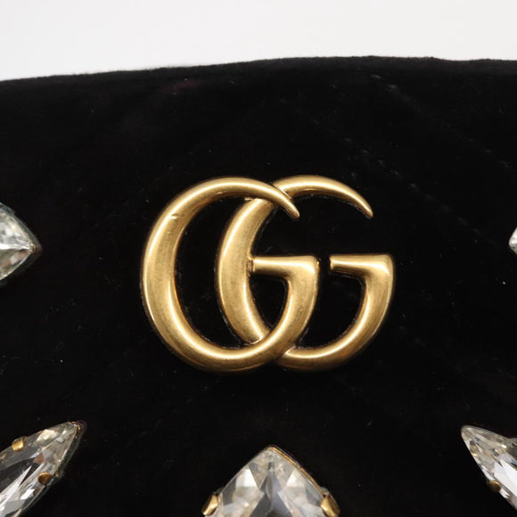 GUCCI GG Marmont Mini Camera Bag Chain Bag Suede Black Gold 448065 Auth ka1530