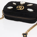 GUCCI GG Marmont Mini Camera Bag Chain Bag Suede Black Gold 448065 Auth ka1530-6