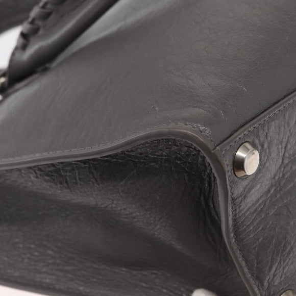 BALENCIAGA Neo Classic M Hand Bag Leather 2way Gray Silver 702502 Auth ka1535M