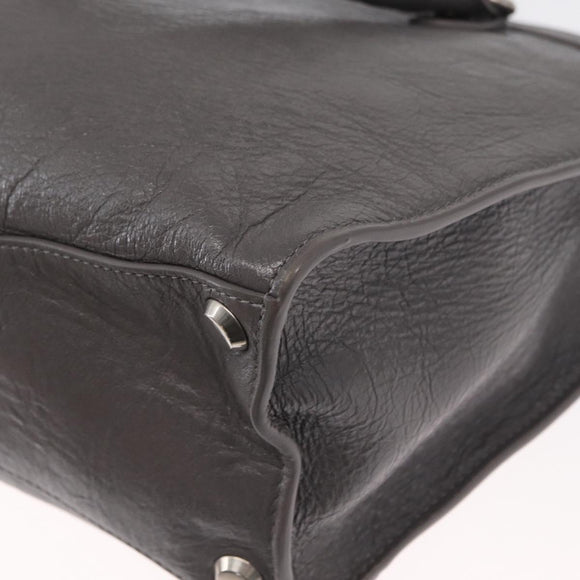 BALENCIAGA Neo Classic M Hand Bag Leather 2way Gray Silver 702502 Auth ka1535M