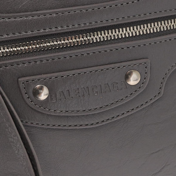 BALENCIAGA Neo Classic M Hand Bag Leather 2way Gray Silver 702502 Auth ka1535M