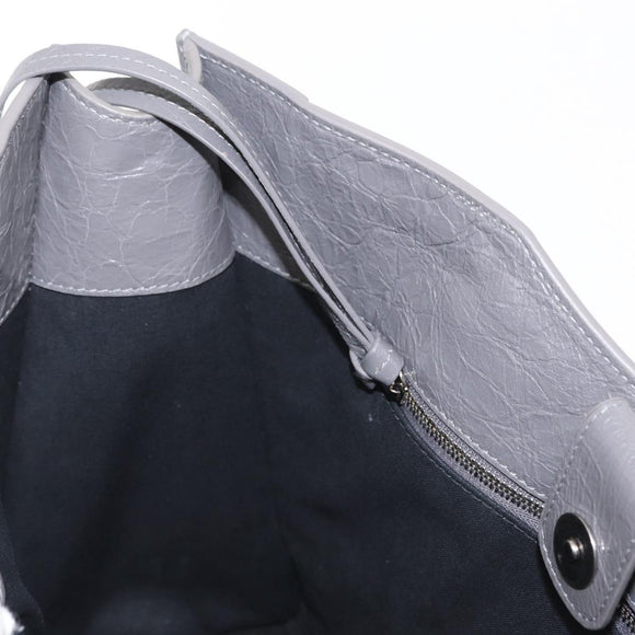 BALENCIAGA Neo Classic M Hand Bag Leather 2way Gray Silver 702502 Auth ka1535M