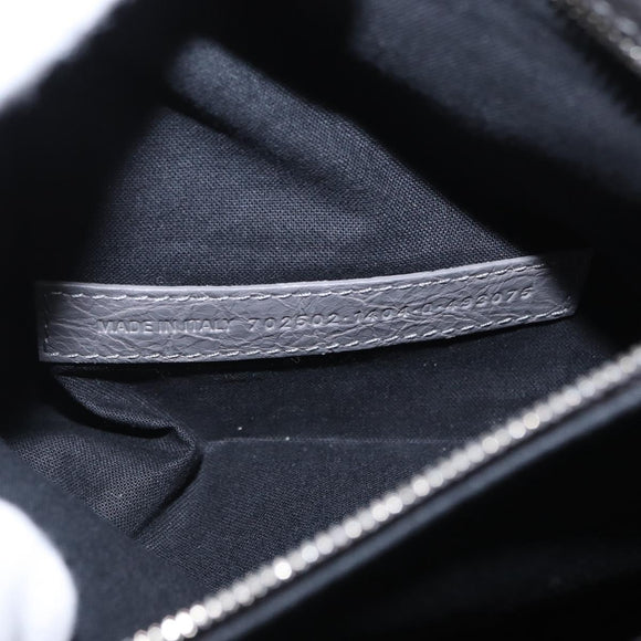 BALENCIAGA Neo Classic M Hand Bag Leather 2way Gray Silver 702502 Auth ka1535M