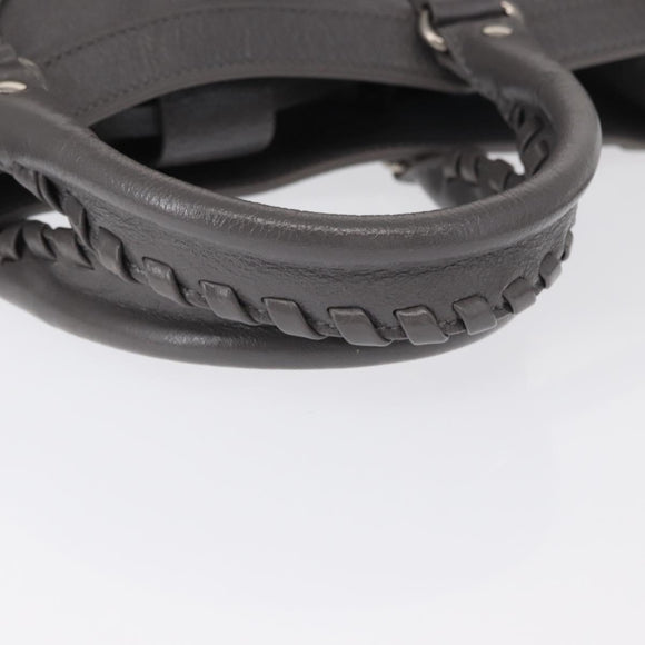 BALENCIAGA Neo Classic M Hand Bag Leather 2way Gray Silver 702502 Auth ka1535M