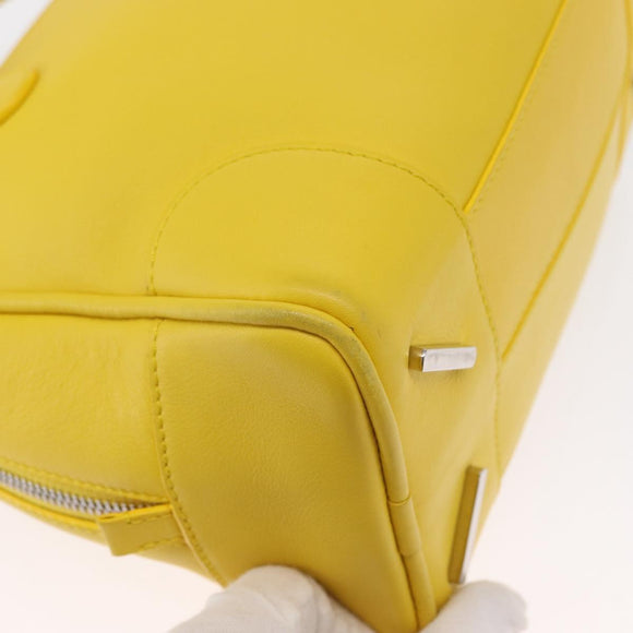 LOEWE Hand Bag Leather 2way Yellow Silver Auth ka1544