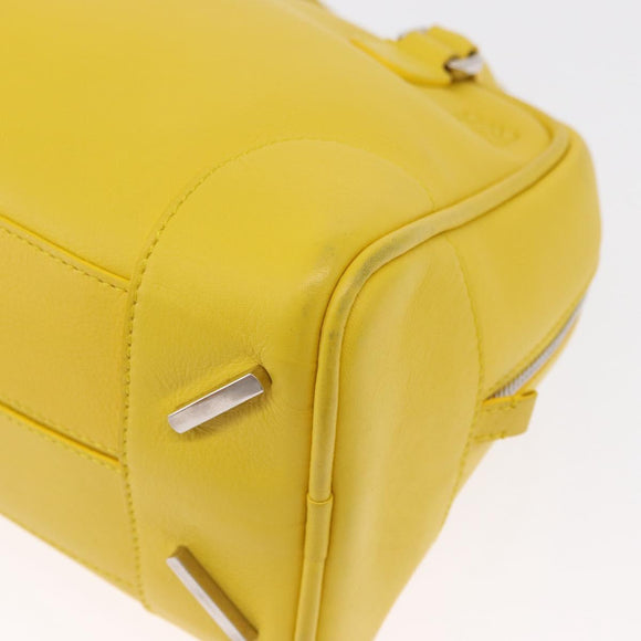 LOEWE Hand Bag Leather 2way Yellow Silver Auth ka1544