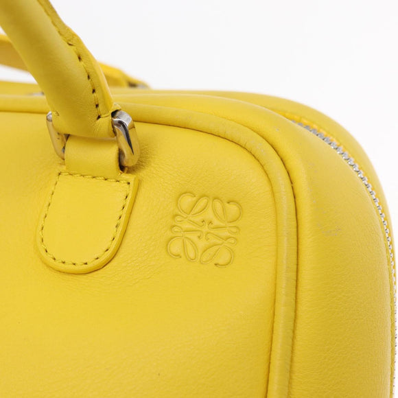 LOEWE Hand Bag Leather 2way Yellow Silver Auth ka1544