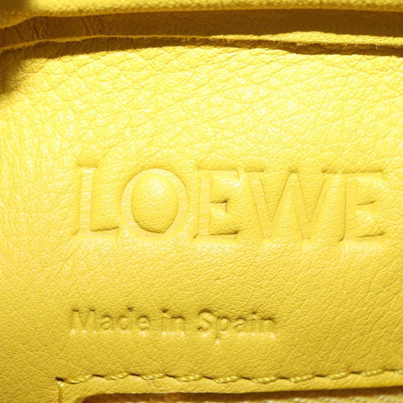 LOEWE Hand Bag Leather 2way Yellow Silver Auth ka1544