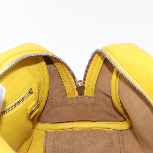 LOEWE Hand Bag Leather 2way Yellow Silver Auth ka1544