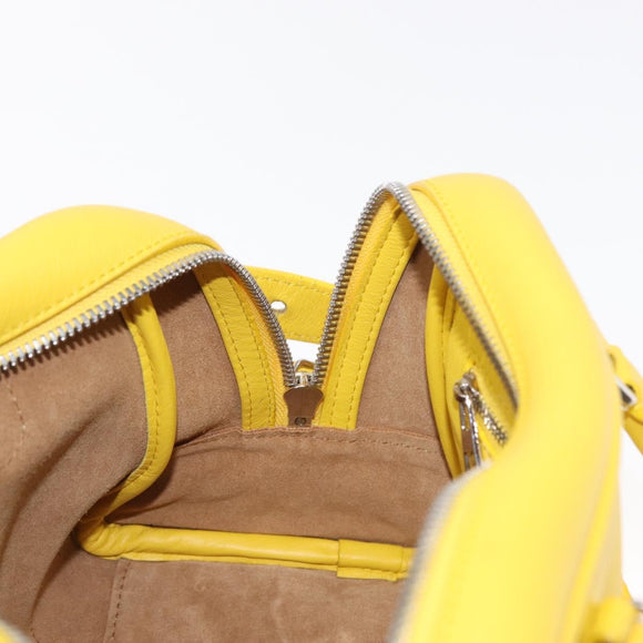 LOEWE Hand Bag Leather 2way Yellow Silver Auth ka1544