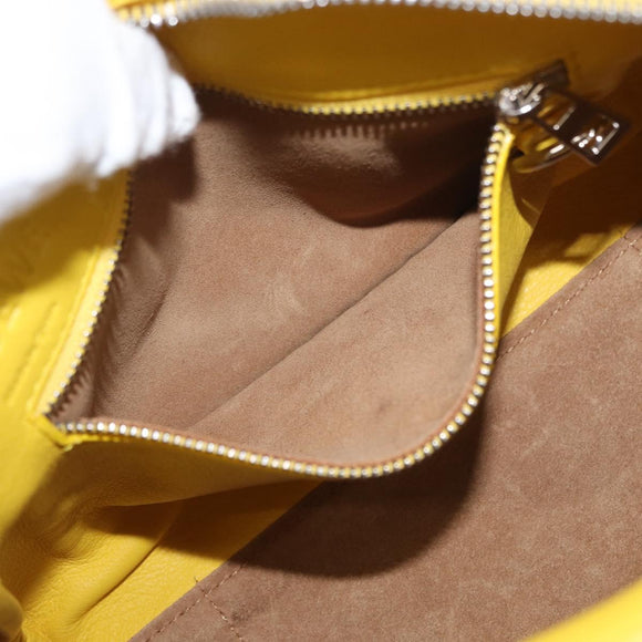 LOEWE Hand Bag Leather 2way Yellow Silver Auth ka1544