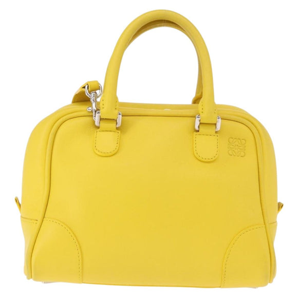 LOEWE Hand Bag Leather 2way Yellow Silver Auth ka1544V