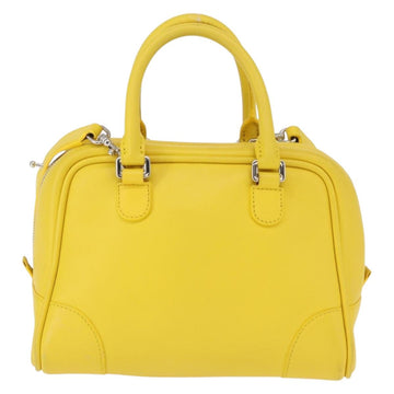 LOEWE Hand Bag Leather 2way Yellow Silver Auth ka1544 - 0
