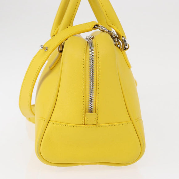 LOEWE Hand Bag Leather 2way Yellow Silver Auth ka1544