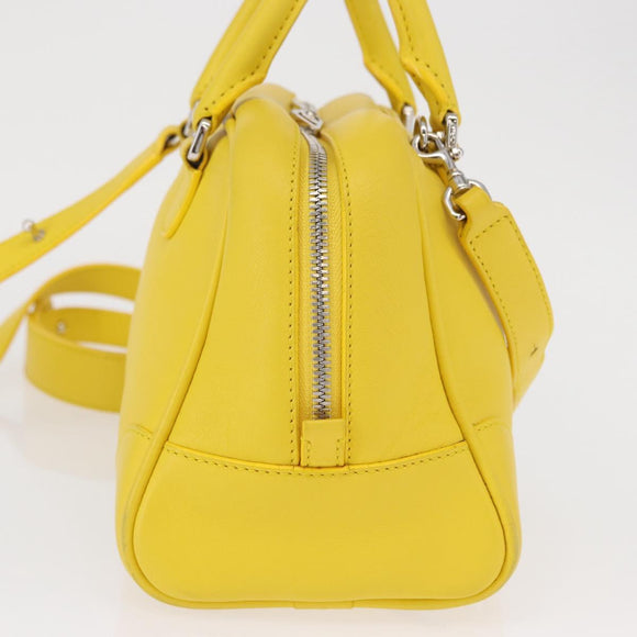 LOEWE Hand Bag Leather 2way Yellow Silver Auth ka1544