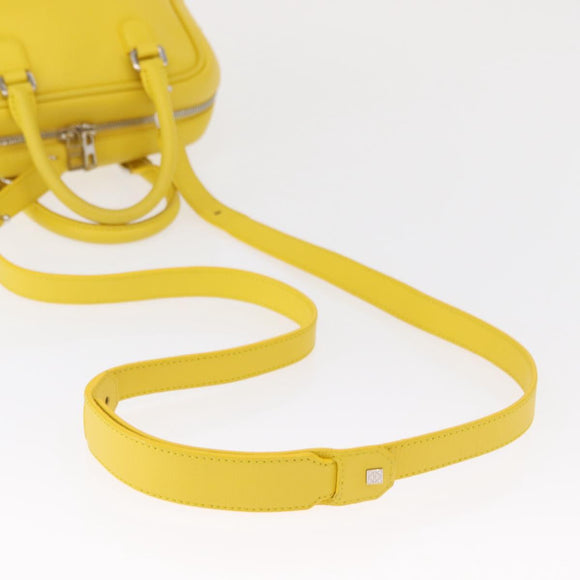 LOEWE Hand Bag Leather 2way Yellow Silver Auth ka1544